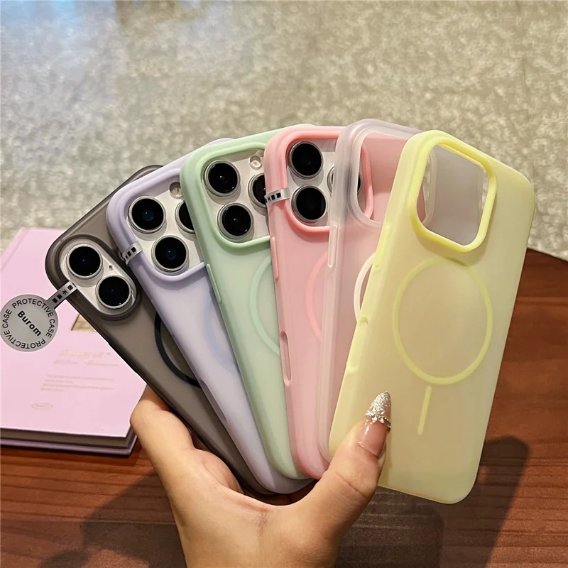 For iPhone 16 Pro Max Case Compatible with MagSafe Ice-Transparent Liquid Silicone + PC Phone Cover - Green