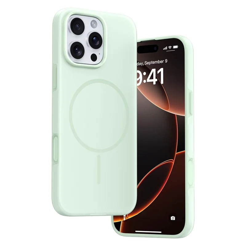 For iPhone 16 Pro Case Compatible with MagSafe Ice-Transparent Liquid Silicone + PC Phone Cover - Green