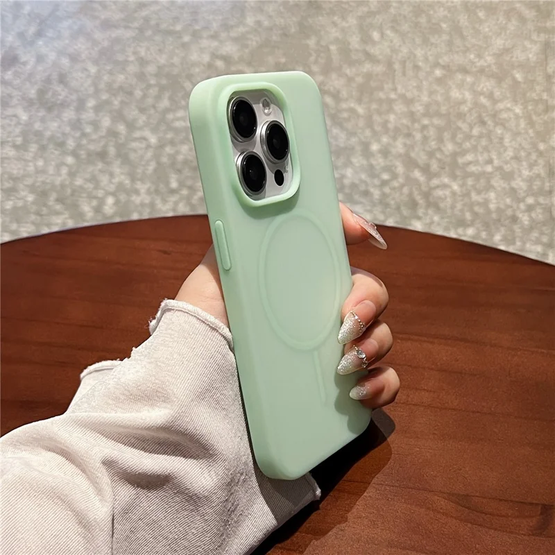 For iPhone 16 Pro Case Compatible with MagSafe Ice-Transparent Liquid Silicone + PC Phone Cover - Green