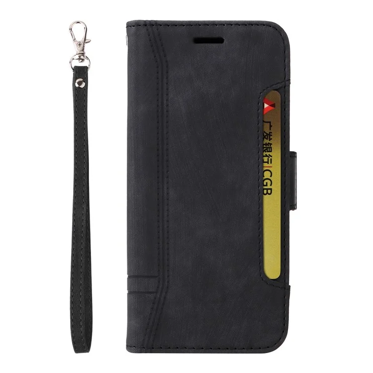 BETOPNICE 001 Para Xiaomi Redmi A1 4G PU PU Anti-fall Caixa Phone Stand Stand Stand Stitching Linha de Proteção Tampa do Telefone Celular - Preto