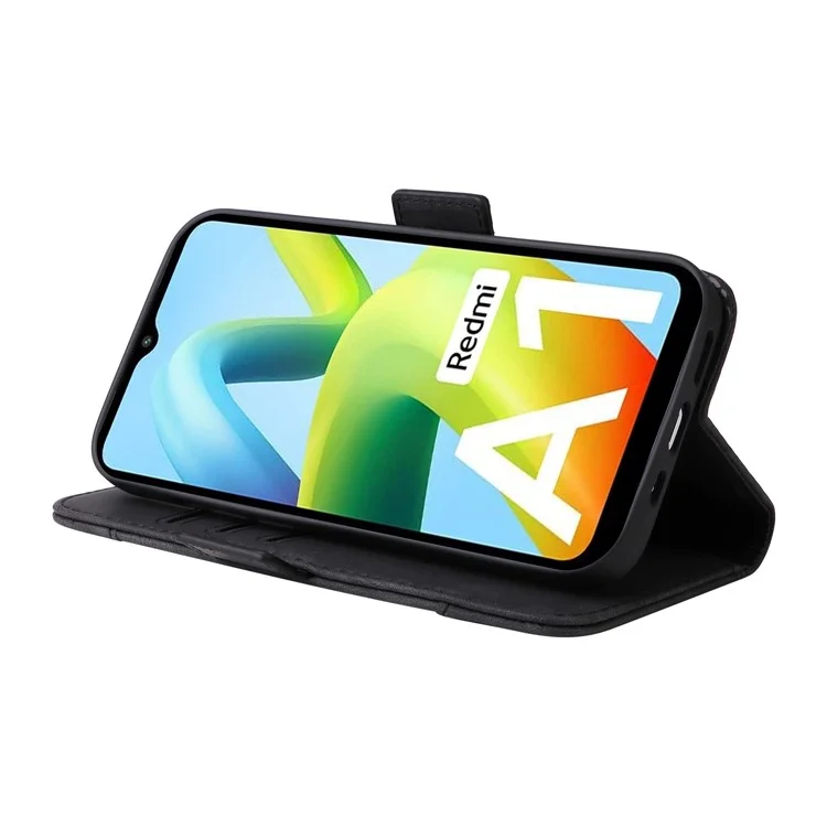 BETOPNICE 001 Para Xiaomi Redmi A1 4G PU PU Anti-fall Caixa Phone Stand Stand Stand Stitching Linha de Proteção Tampa do Telefone Celular - Preto