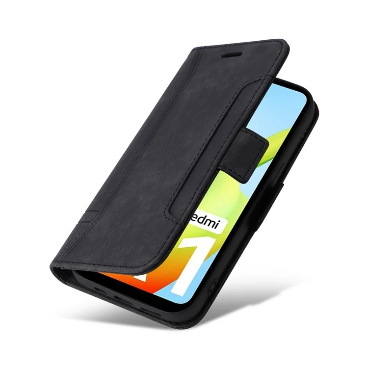 BETOPNICE 001 Para Xiaomi Redmi A1 4G PU PU Anti-fall Caixa Phone Stand Stand Stand Stitching Linha de Proteção Tampa do Telefone Celular - Preto