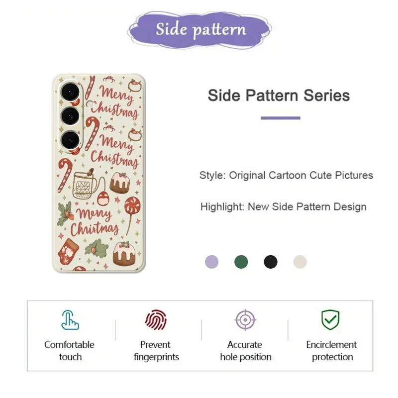 For Samsung Galaxy S25+ Case Merry Christmas Pattern Printing Straight Edge TPU Phone Back Cover - Green