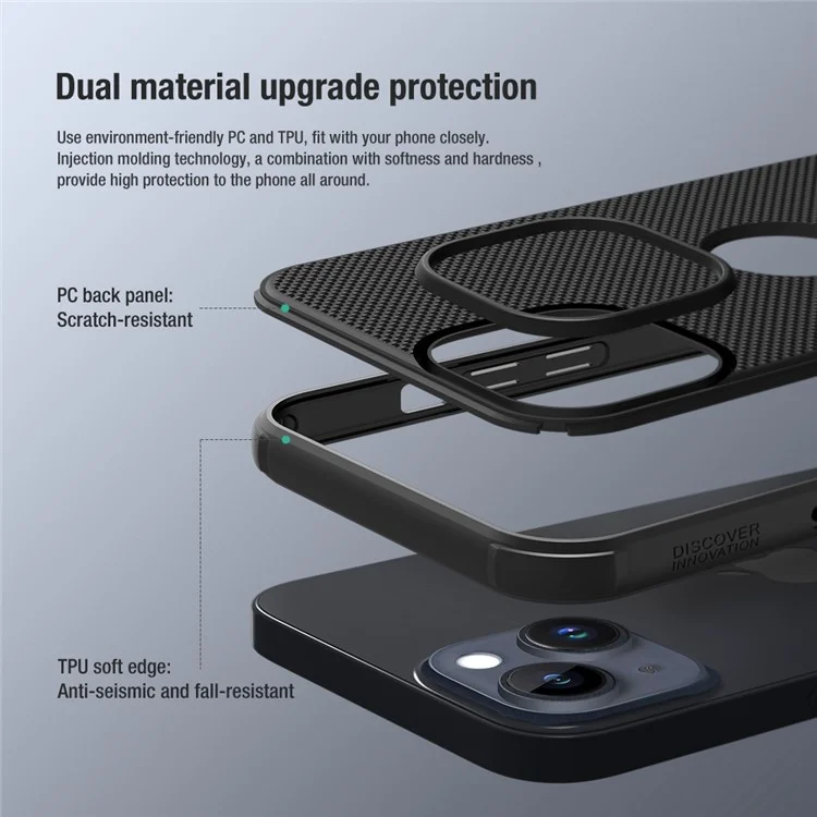 Nillkin Super Shield Shield Pro Hard PC Case Per Iphone 14, Copertura Per Telefono Opaco (design Hollow-out Per Logo) - Nero