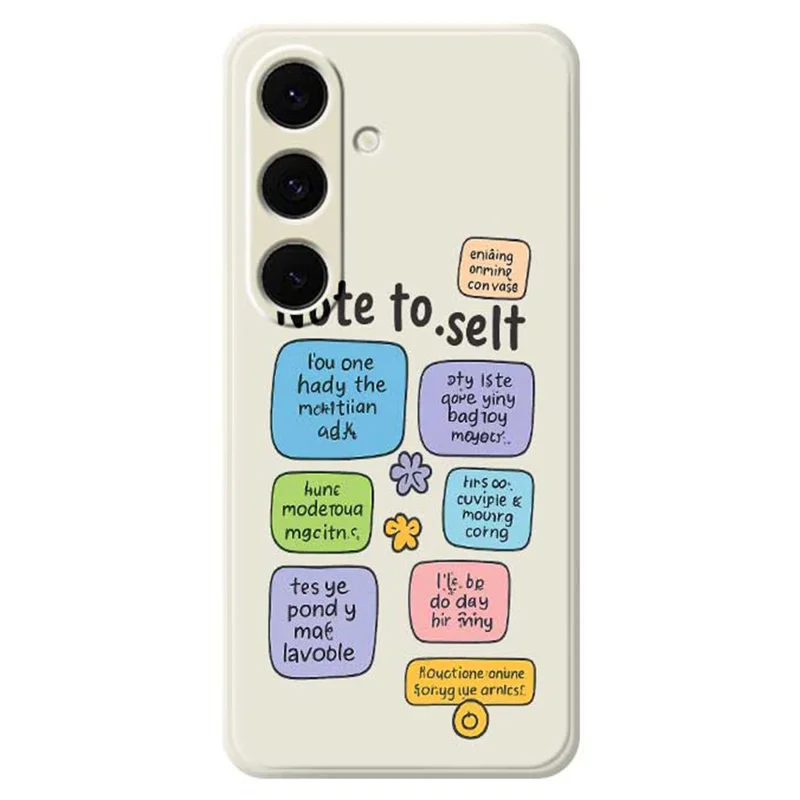 For Samsung Galaxy S25+ Case Colored Sticky Notes Pattern Printing Straight Edge TPU Phone Back Cover - Beige