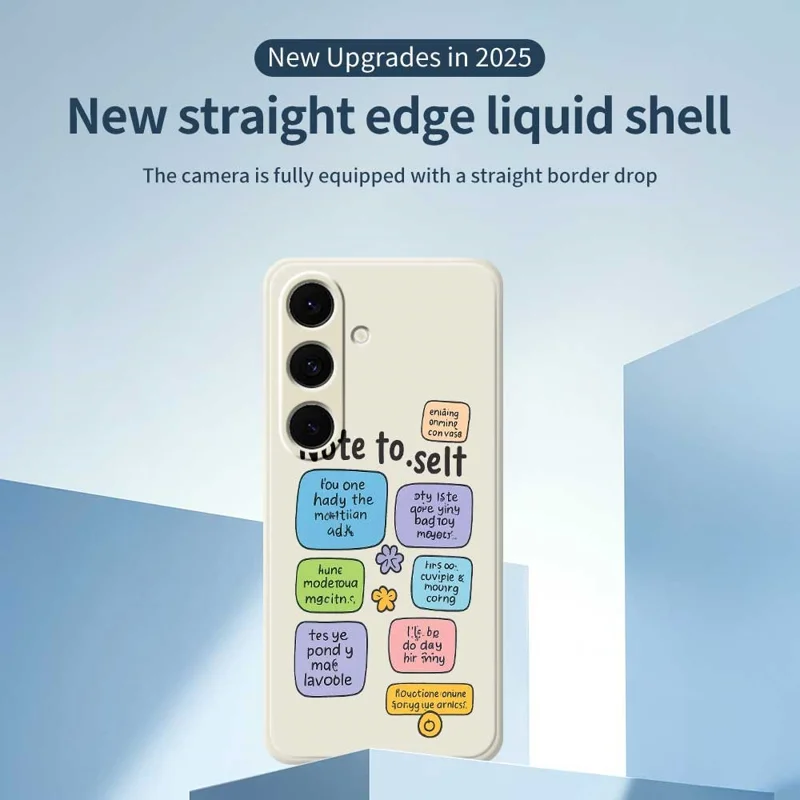 For Samsung Galaxy S25+ Case Colored Sticky Notes Pattern Printing Straight Edge TPU Phone Back Cover - Beige