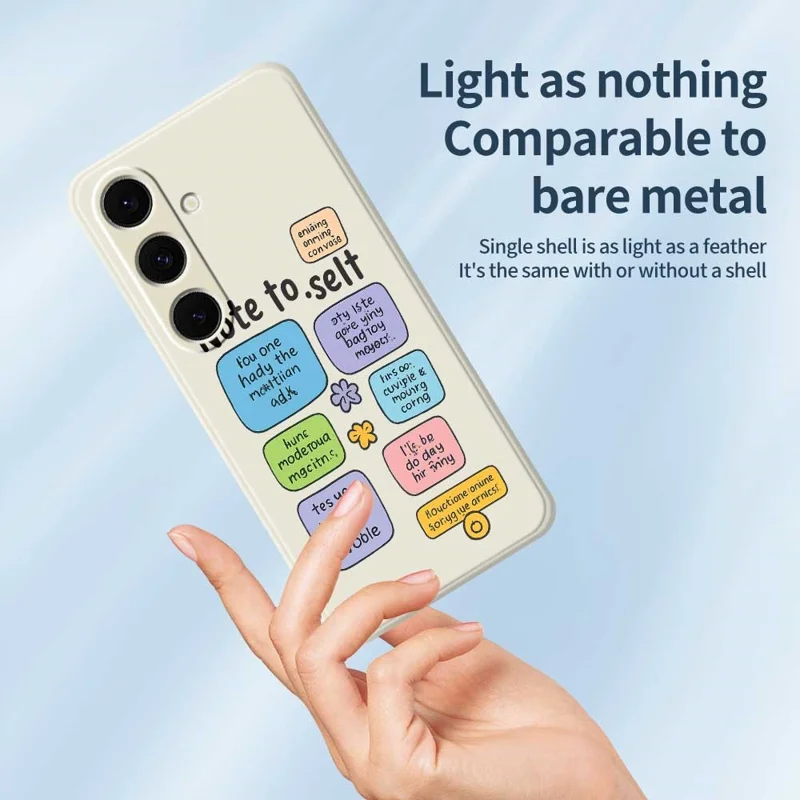 For Samsung Galaxy S25+ Case Colored Sticky Notes Pattern Printing Straight Edge TPU Phone Back Cover - Beige