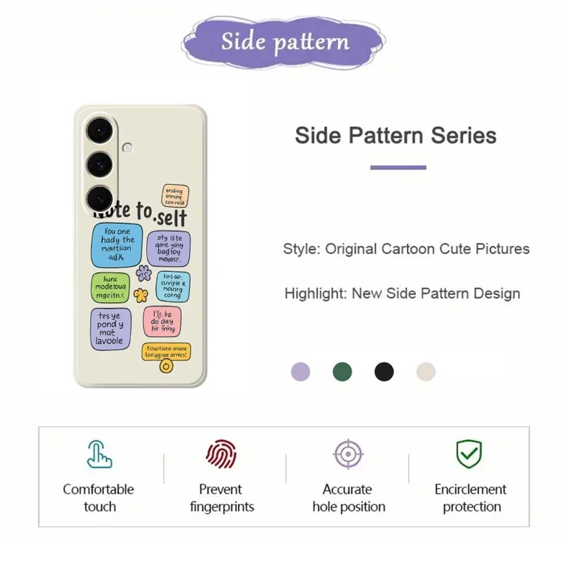 For Samsung Galaxy S25+ Case Colored Sticky Notes Pattern Printing Straight Edge TPU Phone Back Cover - Beige