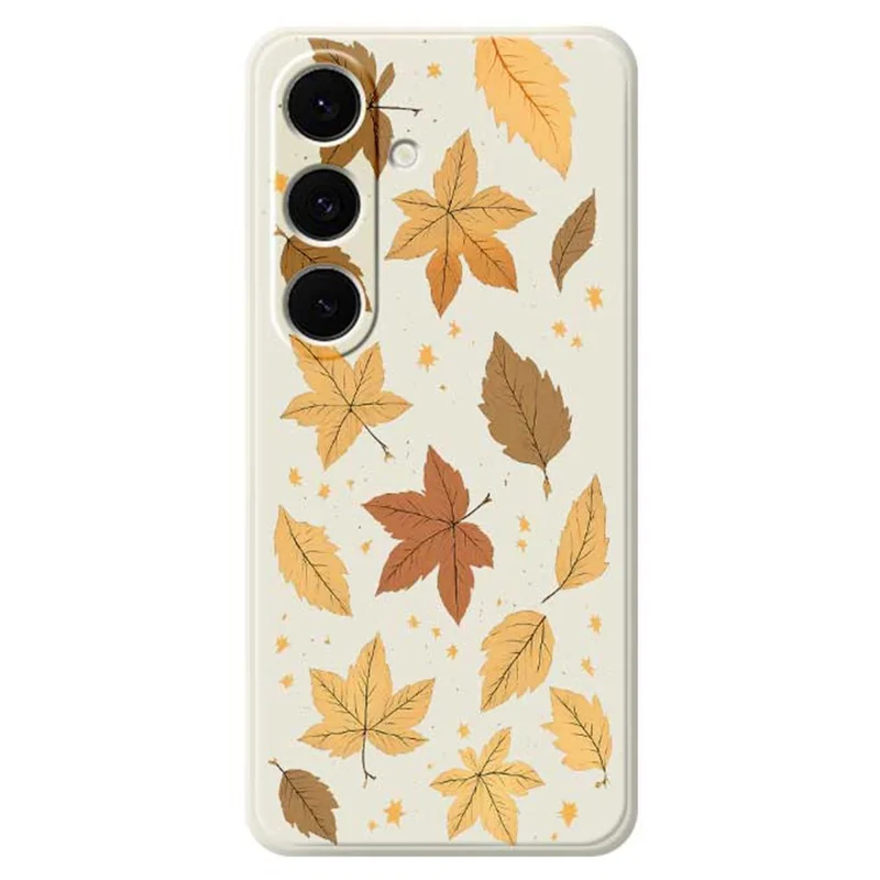 For Samsung Galaxy S25+ Case Maple Leaves Pattern Printing Straight Edge TPU Phone Back Cover - Beige
