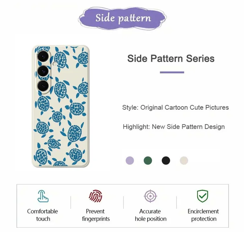 Samsung Galaxy S25+ hoesje met blauw schildpaddenpatroon Rechte rand TPU telefoonhoes - Beige