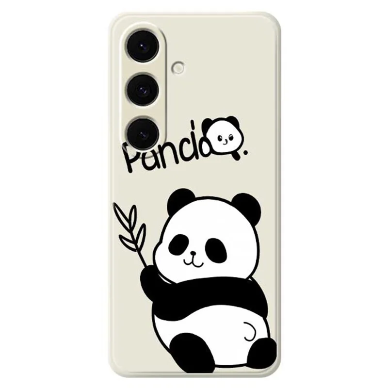 For Samsung Galaxy S25+ Case Panda Pattern Printing Straight Edge TPU Phone Back Cover - Beige