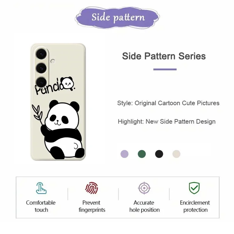 For Samsung Galaxy S25+ Case Panda Pattern Printing Straight Edge TPU Phone Back Cover - Beige