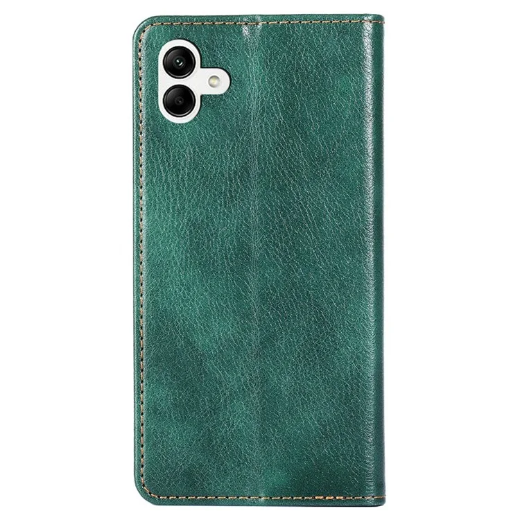 Magnetische Auto-absorbierte Handyhülle für Samsung Galaxy A04 4G (164,4 x 76,3 x 9,1 mm), Leder-Schutzhülle mit Flip-Geldbörse Stand - Grün