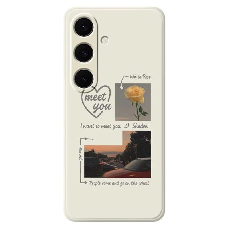 For Samsung Galaxy S25+ Case Meet You Photo Pattern Printing Straight Edge TPU Phone Back Cover - Beige