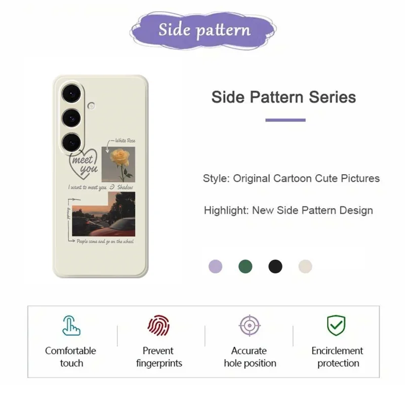 For Samsung Galaxy S25+ Case Meet You Photo Pattern Printing Straight Edge TPU Phone Back Cover - Beige