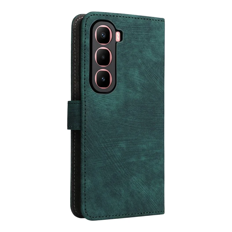 غطاء لهاتف Infinix Hot 60 Pro+ 4G X6886، محفظة بحجب RFID، غطاء جلد PU مع حامل وحزام - أخضر