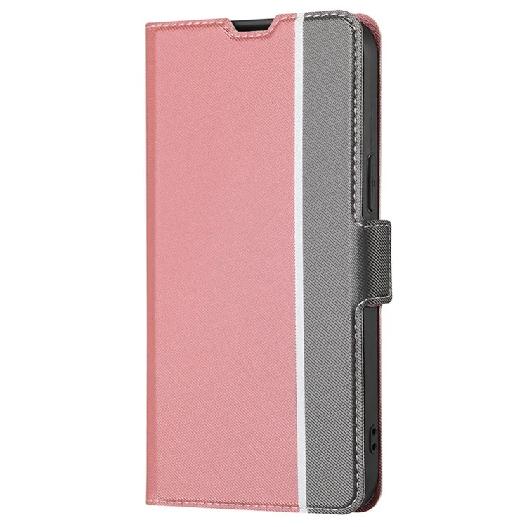 Pour Samsung Galaxy A04 4G (164,4 x 76,3 x 9,1 mm) Twill Texture PU Leather Folio Flip Phone Case Dual Magnet Clasp Card Slots Stand Scratch-resistant Phone Cover - Rose