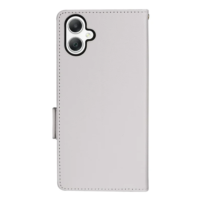 For Samsung Galaxy A07 4G Case with Wrist Strap Litchi Texture PU Leather Wallet Phone Cover - White