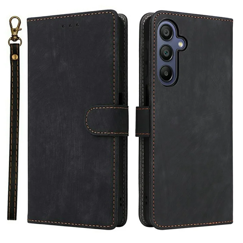 For Samsung Galaxy A17 5G Case Wallet RFID Blocking PU Leather Phone Cover Stand with Strap - Black