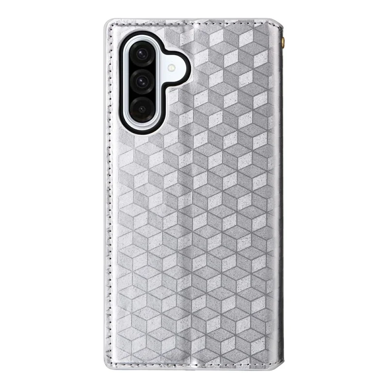 For Samsung Galaxy A17 5G Case Wallet Rhombus Imprint Leather Phone Cover - Silver