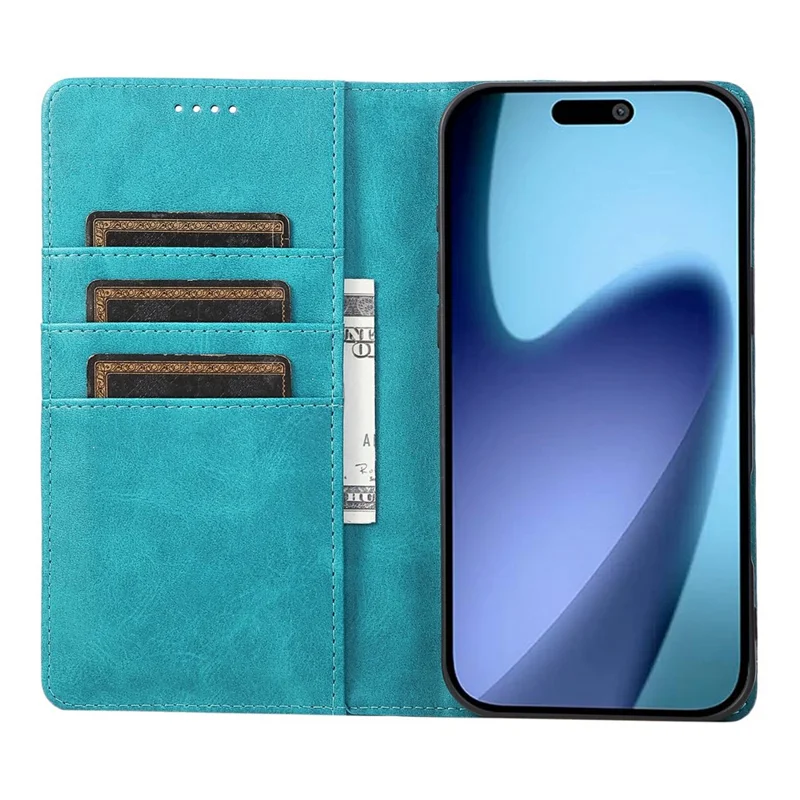 For iPhone Air Case RFID Blocking PU Leather Phone Wallet Cover - Peacock Blue