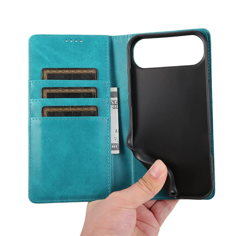 For iPhone Air Case RFID Blocking PU Leather Phone Wallet Cover - Peacock Blue
