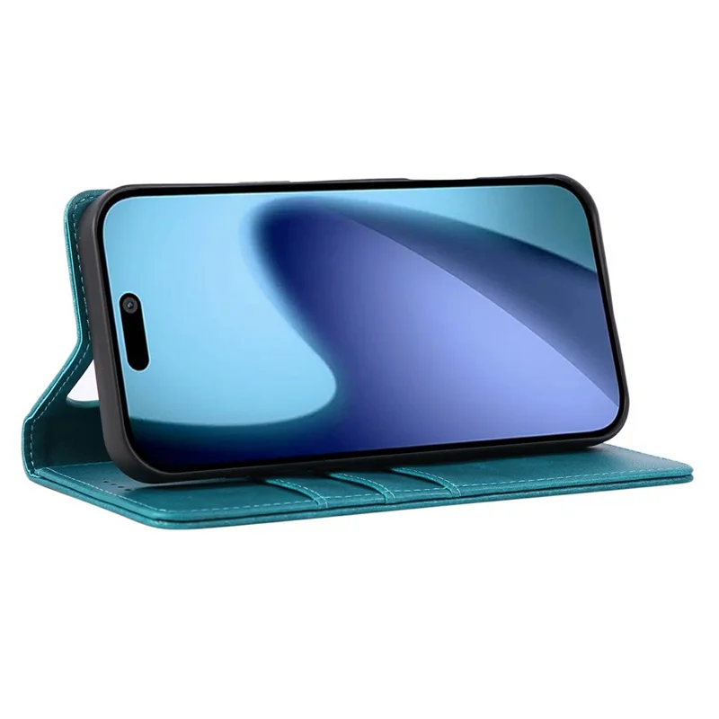 For iPhone 17 Pro Case RFID Blocking PU Leather Phone Wallet Cover - Peacock Blue