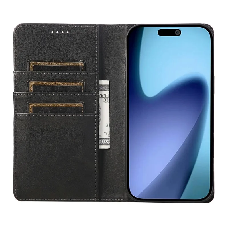 For iPhone 17 Pro Case RFID Blocking PU Leather Phone Wallet Cover - Black