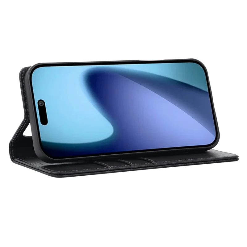 For iPhone 17 Pro Case RFID Blocking PU Leather Phone Wallet Cover - Black