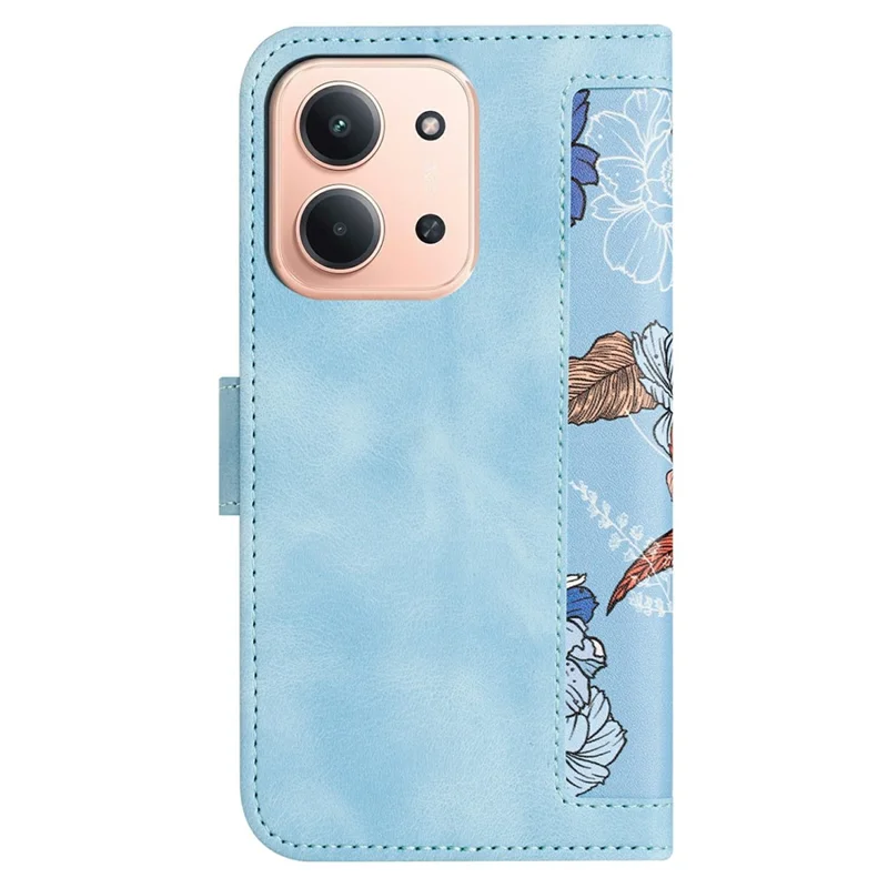 Funda para Xiaomi Redmi 15C 4G (171mm) de Cuero PU con Diseño Floral y Ranuras para Tarjetas - Azul Bebé