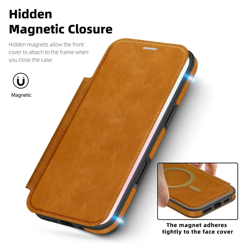Für iPhone 17 Air Hülle kompatibel mit MagSafe RFID-blockierender Kartenhalter Lederhülle - Braun