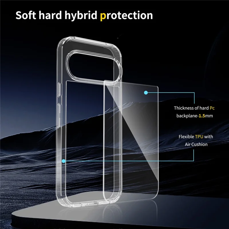 For Google Pixel 10 Pro / 10 / 9 Pro / 9 Case Anti-Scratch TPU + Acrylic Clear Back Phone Cover - Transparent