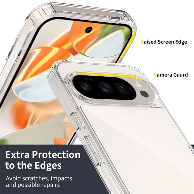 For Google Pixel 10 Pro / 10 / 9 Pro / 9 Case Anti-Scratch TPU + Acrylic Clear Back Phone Cover - Transparent