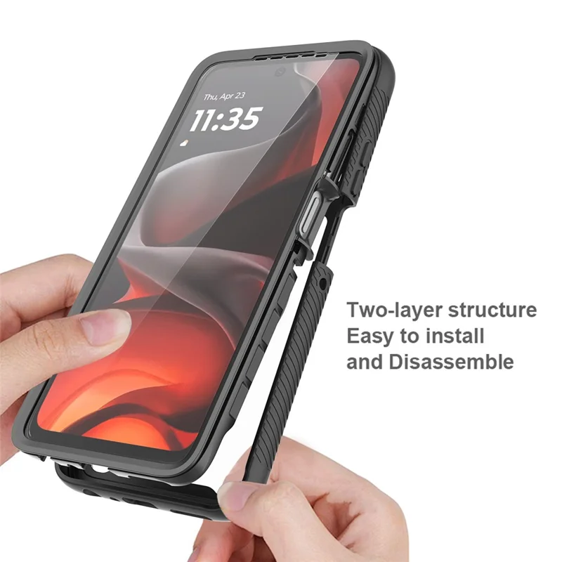 Capa Transparente para Motorola Moto G56 5G PC + TPU com Película de Proteção de Tela PET - Preto