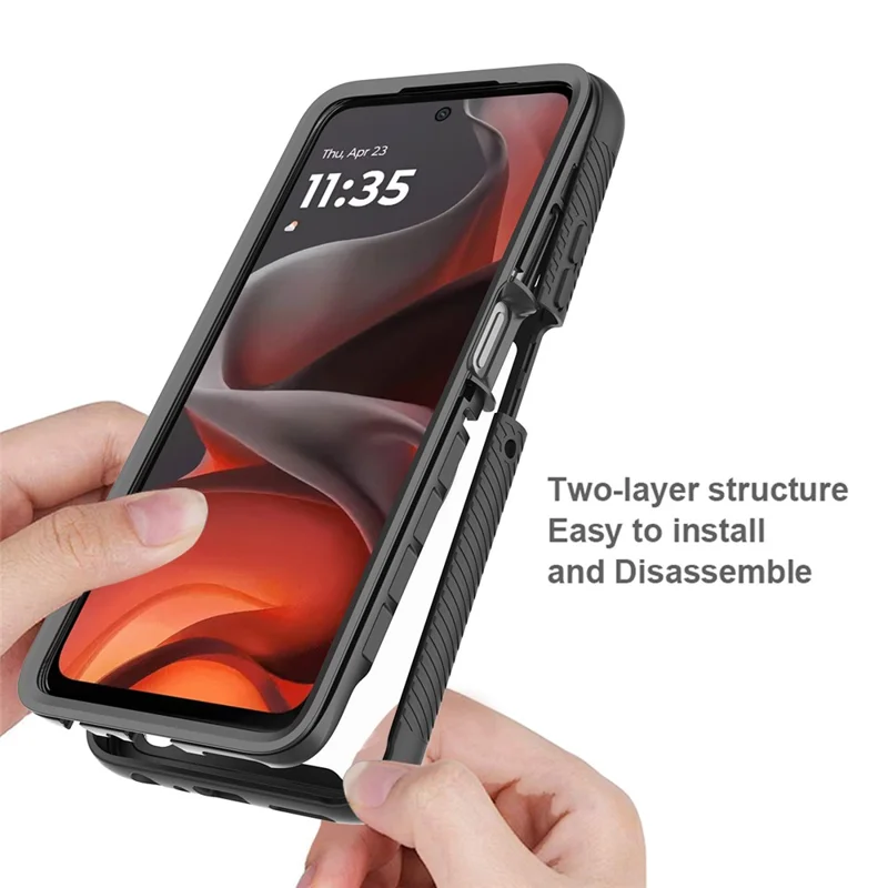 For Motorola Moto G56 5G Case Anti Drop 2 in 1 PC + TPU Phone Cover - Black