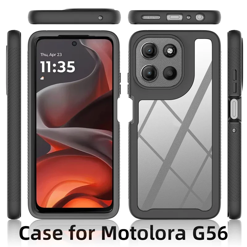 For Motorola Moto G56 5G Case Anti Drop 2 in 1 PC + TPU Phone Cover - Black