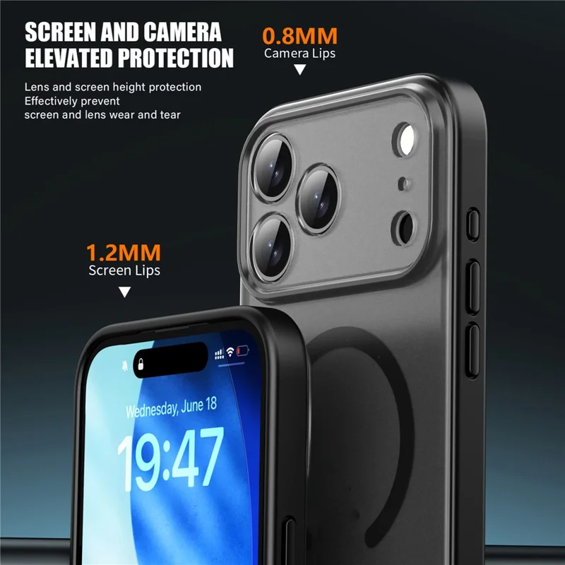 IPAKY For iPhone 17 Pro Max Magnetic Case Shockproof PC + TPU Matte Phone Cover - White