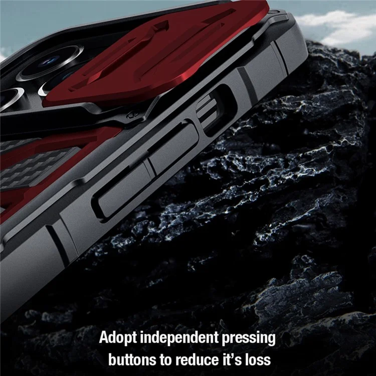 Nillkin Adventuring Pro Pour Iphone 14 Pro Anti-drop Case Kickstand Slide Camera Couvre Conception de Protection Tpu + pc Téléphone - Rouge
