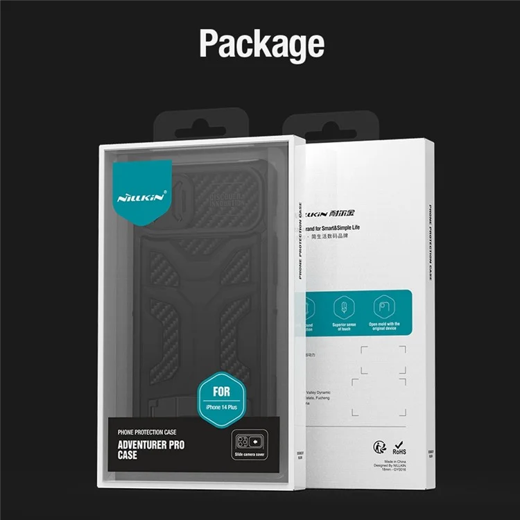 Nillkin Adventurer Pro Для Iphone 14 Plus Kickstand Slide Cover Design Телефон Антипровод Case TPU+PC Hybrid Protective Cover - Синий