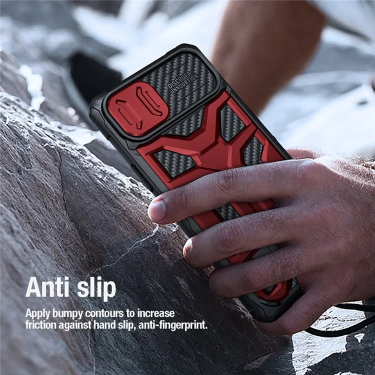 Nillkin Adventurer Pro Для Iphone 14 Plus Kickstand Slide Cover Design Телефон Антипровод Case TPU+PC Hybrid Protective Cover - Синий
