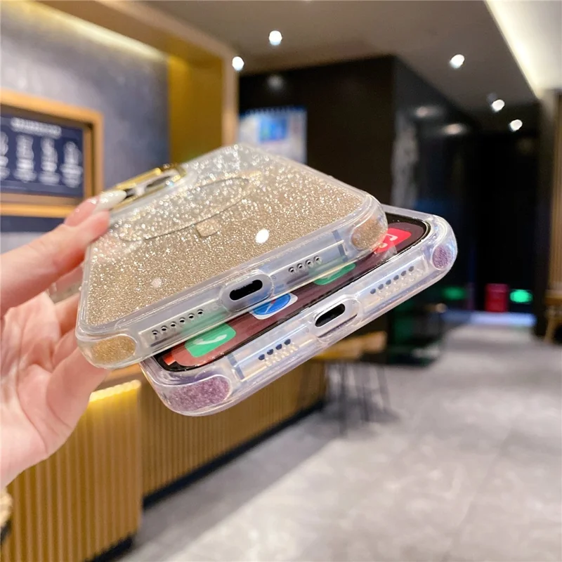 For iPhone 16 Pro Max Case TPU + Acrylic Glitter Magnetic Phone Cover Compatible with MagSafe - Silver