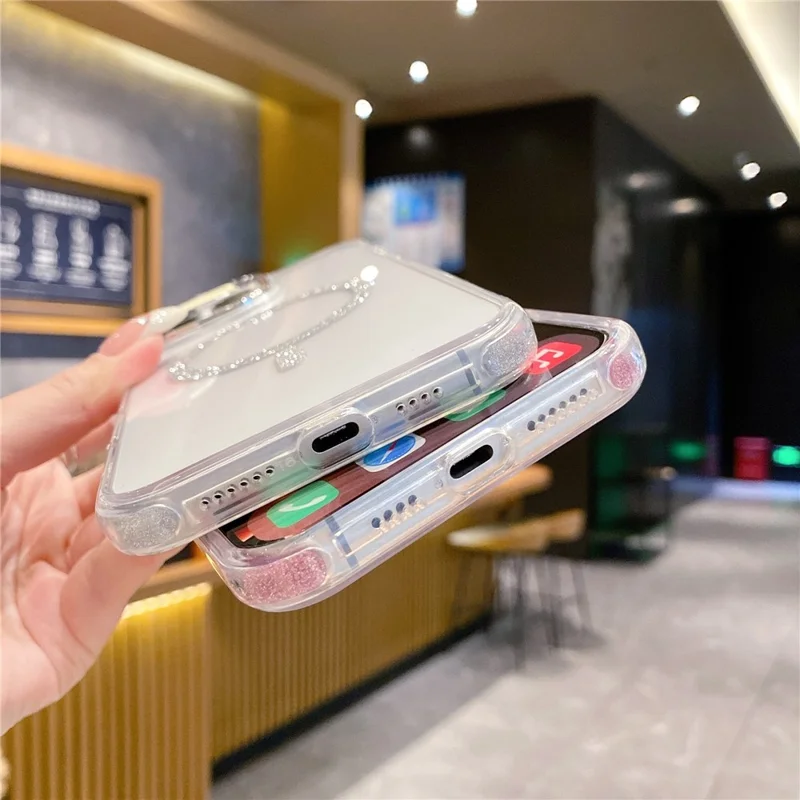 Capa Transparente para iPhone 16 Pro TPU + Acrílico com Glitter, Compatível com MagSafe - Azul