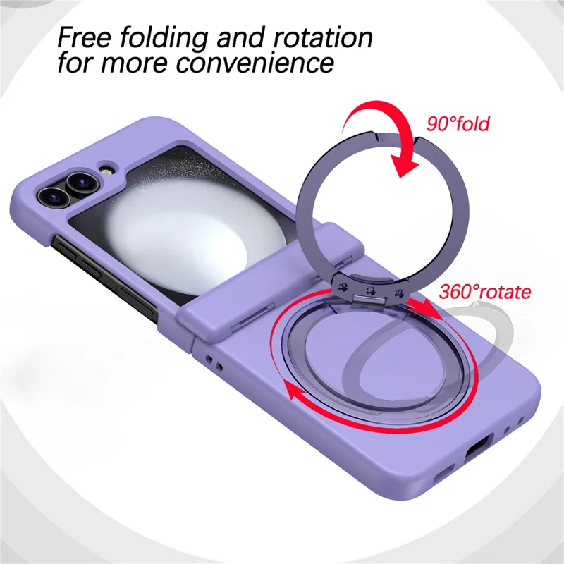 For Samsung Galaxy Z Flip7 5G Case with Magnetic Kickstand Spring Hinge PC Folding Phone Cover - Purple