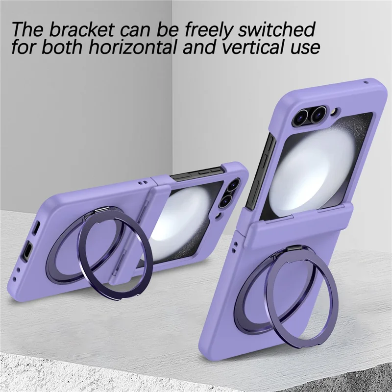 For Samsung Galaxy Z Flip7 5G Case with Magnetic Kickstand Spring Hinge PC Folding Phone Cover - Purple