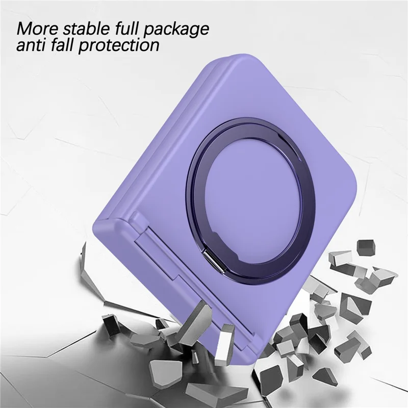 For Samsung Galaxy Z Flip7 5G Case with Magnetic Kickstand Spring Hinge PC Folding Phone Cover - Purple