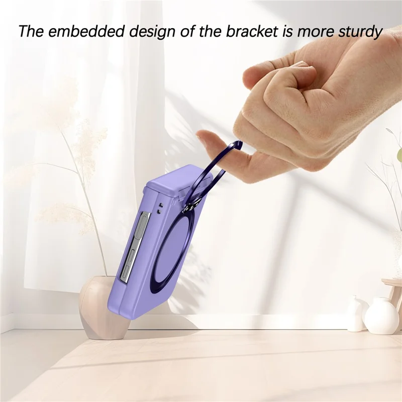 For Samsung Galaxy Z Flip7 5G Case with Magnetic Kickstand Spring Hinge PC Folding Phone Cover - Purple