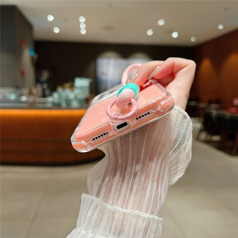 Für iPhone 17 Pro Max Hülle 3-in-1 Stoßfeste PC + TPU Handyrückseite mit Handschlaufe - Rosa