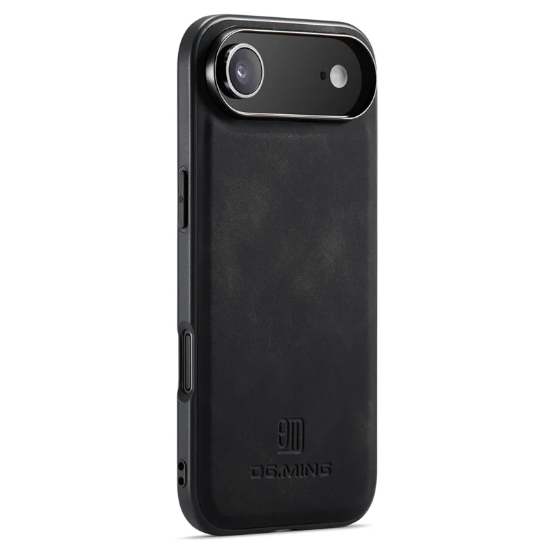 DG.MING Pour iPhone 17 Étui Antichoc en Cuir PU avec Coque Hybride PC + TPU - Noir