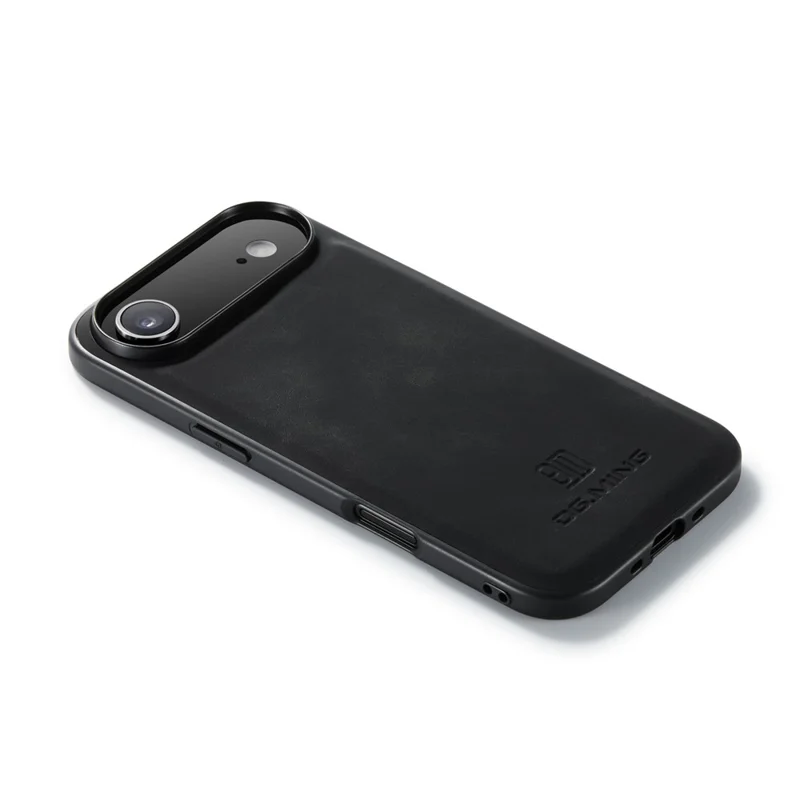 DG.MING Pour iPhone 17 Étui Antichoc en Cuir PU avec Coque Hybride PC + TPU - Noir