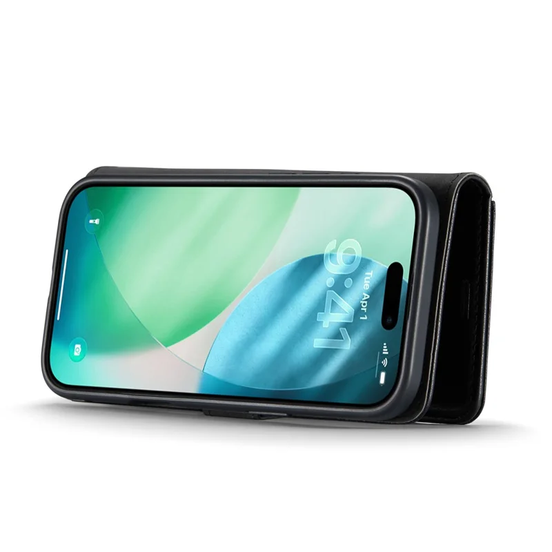 DG.MING para iPhone 17 Capa de Ar Destacável em Couro Dividido - Preto